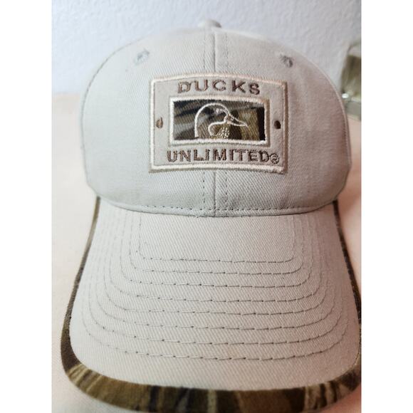 Ducks Unlimited Beige Camo Brim Hat Adjustable Snapback Cap Outdoors - Picture 2 of 6